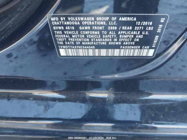 1VWDT7A37HC044045 Volkswagen Passat 1.8t R-line