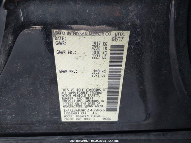 Nissan Altima 2.5 Sl 2017 1N4AL3AP3HC242466 Image 9
