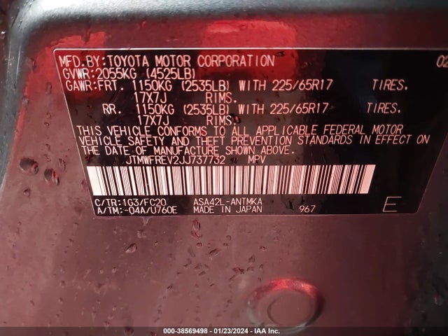 Toyota Rav4 Xle 2018 JTMWFREV2JJ737732 Image 9