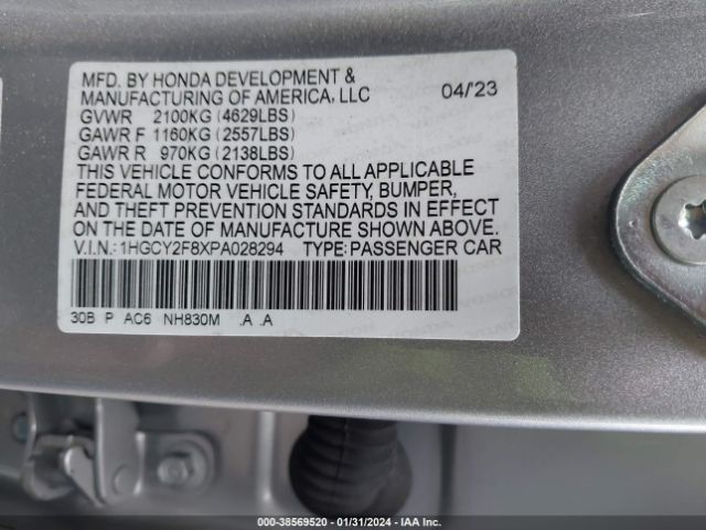 1HGCY2F8XPA028294 Honda Accord Hybrid Touring