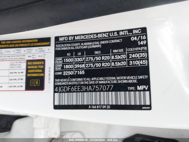 4JGDF6EE3HA757077 Mercedes-Benz Gls 450 4matic