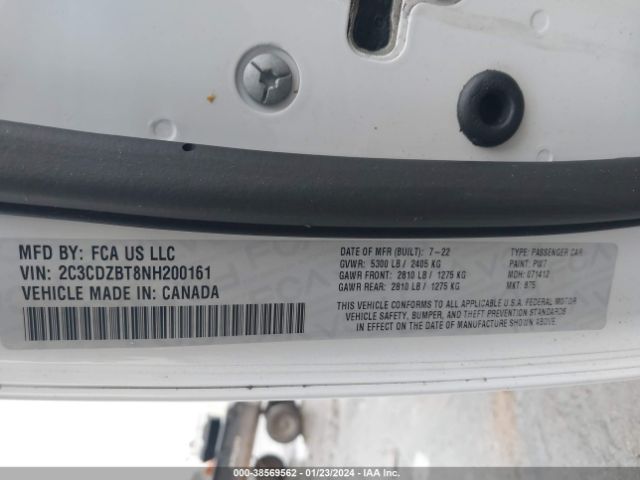 2C3CDZBT8NH200161 Dodge Challenger R/t