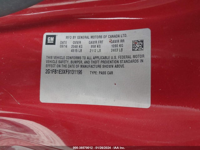 Chevrolet Camaro 2ls 2015 2G1FB1E3XF9131196 Image 9