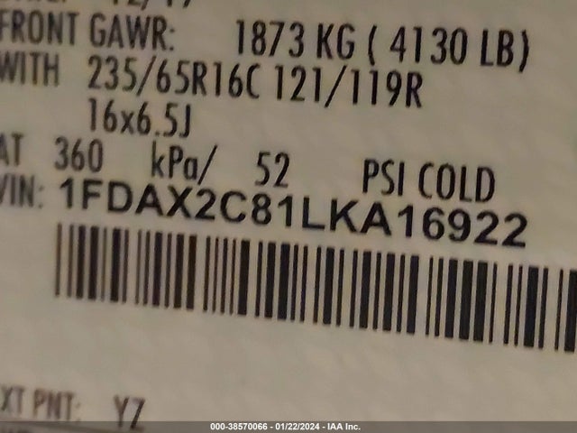 Ford Transit-350 Passenger Van Xl 2020 1FDAX2C81LKA16922 Image 9