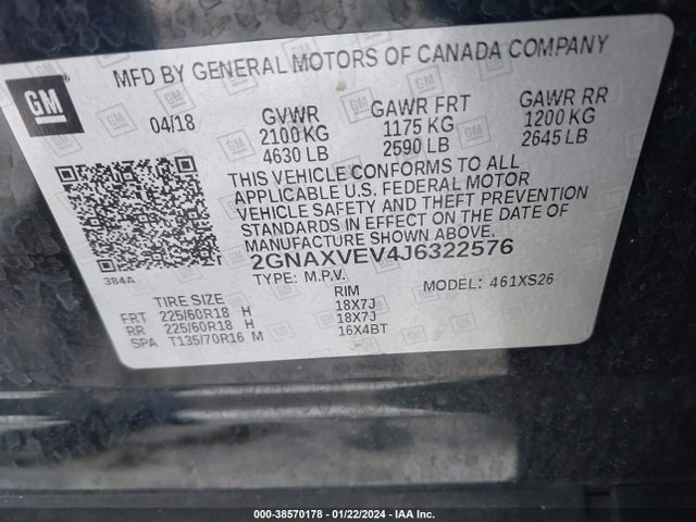 Chevrolet Equinox Premier 2018 2GNAXVEV4J6322576 Image 9