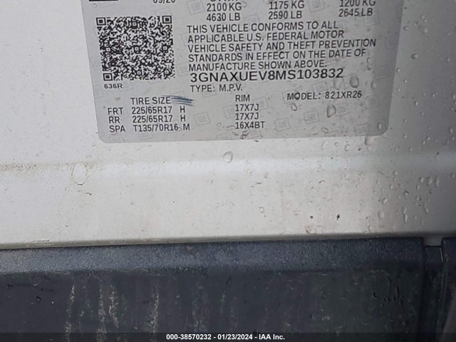 Chevrolet Equinox Awd Lt 2021 3GNAXUEV8MS103832 Image 9