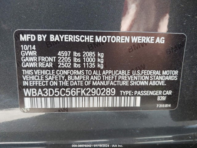BMW 328d Xdrive 2015 WBA3D5C56FK290289 Image 9