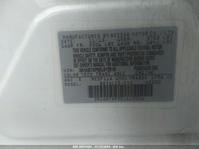 Nissan SENTRA S 2014 3N1AB7AP5EL612016 Image 9