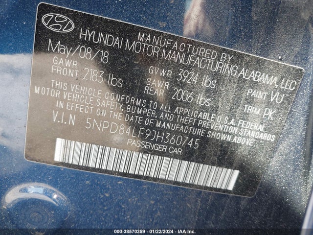 Hyundai Elantra Value Edition 2018 5NPD84LF9JH360745 Image 9