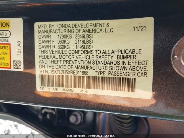 Honda Civic Lx 2024 19XFL2H5XRE011668 Image 9
