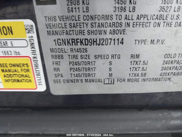 Chevrolet Traverse Ls 2017 1GNKRFKD9HJ207114 Image 9