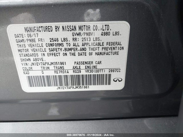 JN1EV7APXJM351961 Infiniti Q50 3.0t Luxe