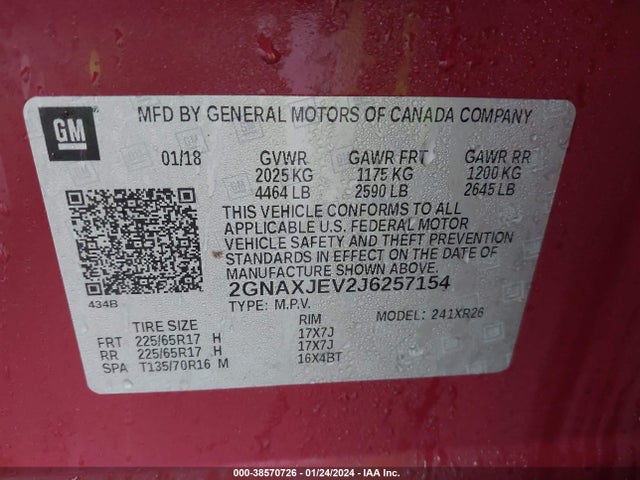 Chevrolet EQUINOX LT 2018 2GNAXJEV2J6257154 Image 9