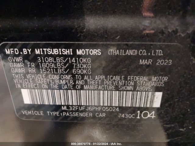 ML32FUFJ6PHF05024 Mitsubishi Mirage G4 Le