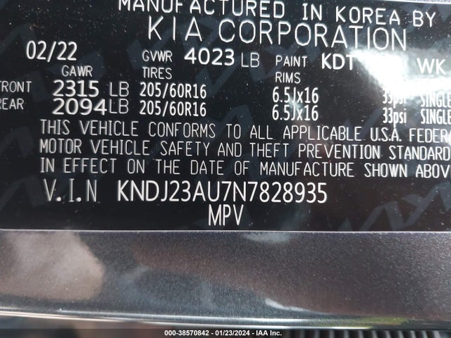 KIA SOUL LX 2022 KNDJ23AU7N7828935 Image 9