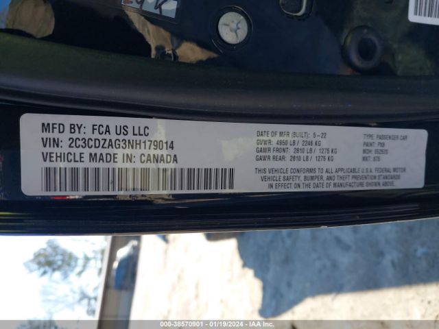 2C3CDZAG3NH179014 Dodge Challenger Sxt