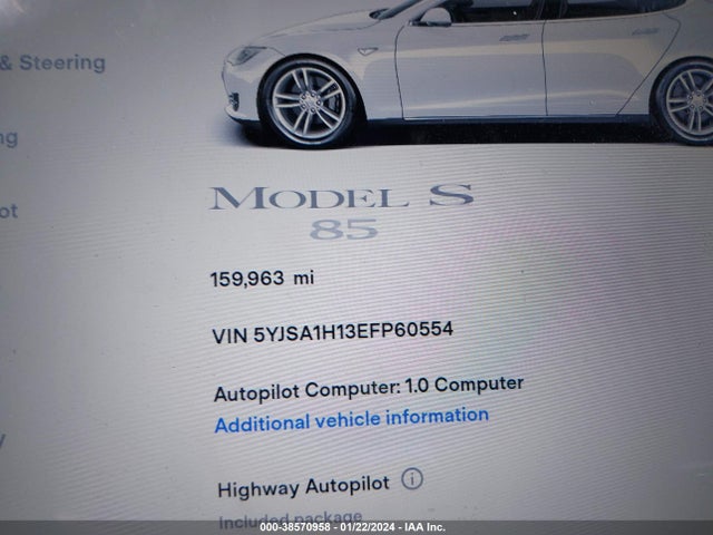 5YJSA1H13EFP60554 Tesla Model S P85
