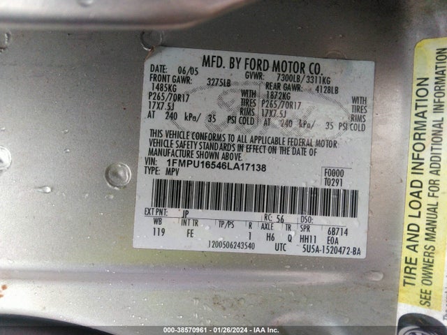 2006 FORD EXPEDITION XLT/XLT SPORT VIN: 1FMPU16546LA17138