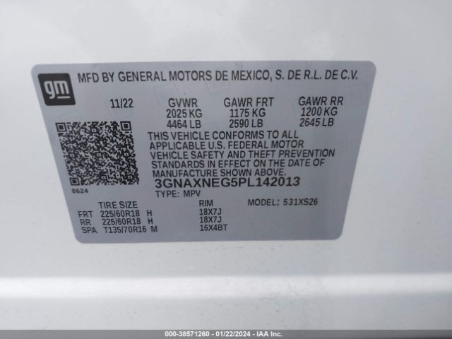3GNAXNEG5PL142013 Chevrolet Equinox Fwd Premier