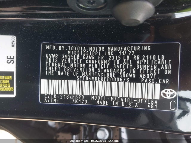 Toyota COROLLA LE 2023 5YFB4MDE8PP000676 Image 9