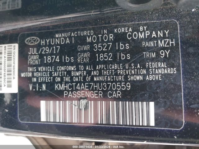 KMHCT4AE7HU370559 Hyundai ACCENT SE