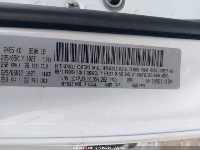 1C4PJMLB3LD541282 Jeep Cherokee Latitude Plus 4x4