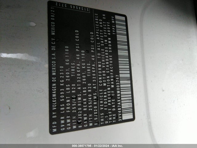 3VV4B7AX4NM003747 Volkswagen Tiguan 2.0t Sel R-line