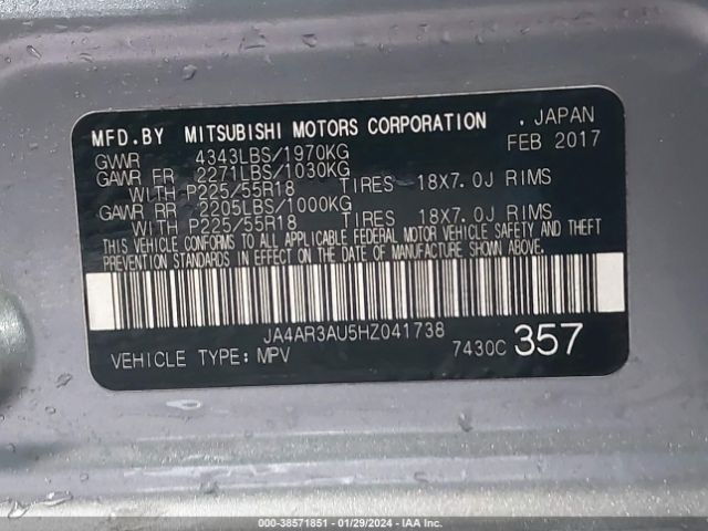 JA4AR3AU5HZ041738 Mitsubishi Outlander Sport 2.0 Es