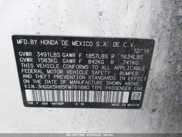 3HGGK5H85FM761680 Honda Fit Ex/ex-l
