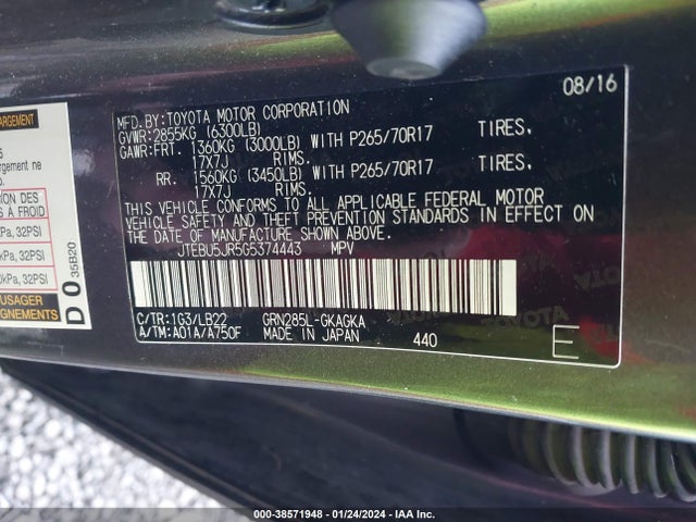 Toyota 4runner Sr5 Premium 2016 JTEBU5JR5G5374443 Image 9