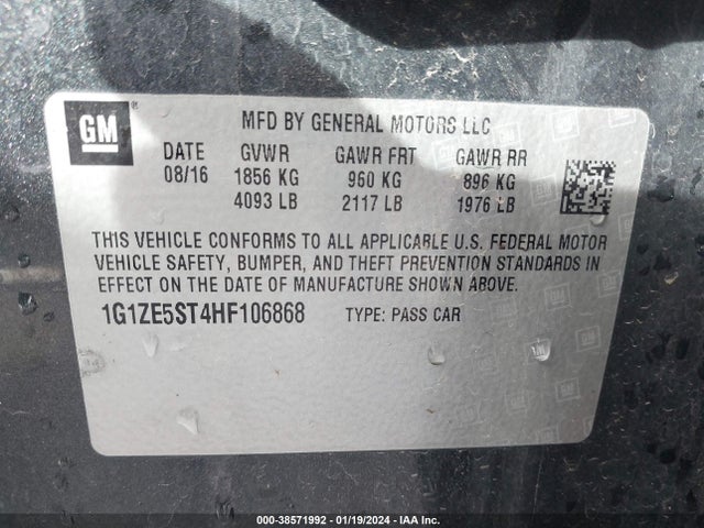 Chevrolet MALIBU 1LT 2017 1G1ZE5ST4HF106868 Image 9
