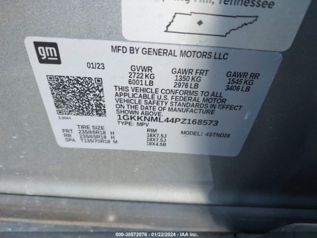 1GKKNML44PZ168573 GMC Acadia Fwd Slt