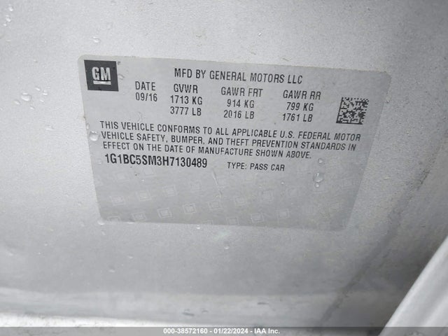 Chevrolet Cruze Ls Auto 2017 1G1BC5SM3H7130489 Image 9