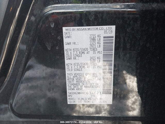 Nissan Pathfinder Platinum 2019 5N1DR2MM4KC634621 Image 9