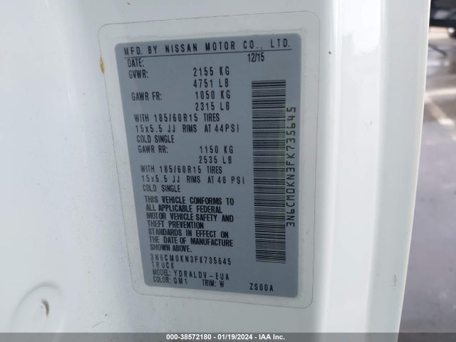 Nissan Nv200 S 2015 3N6CM0KN3FK735645 Image 9
