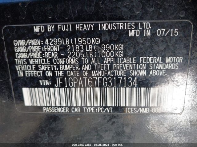 JF1GPAT67FG317134 Subaru Impreza 2.0i Sport Premium