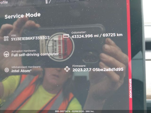 5YJ3E1EB6KF359307 Tesla Model 3 Long Range/performance