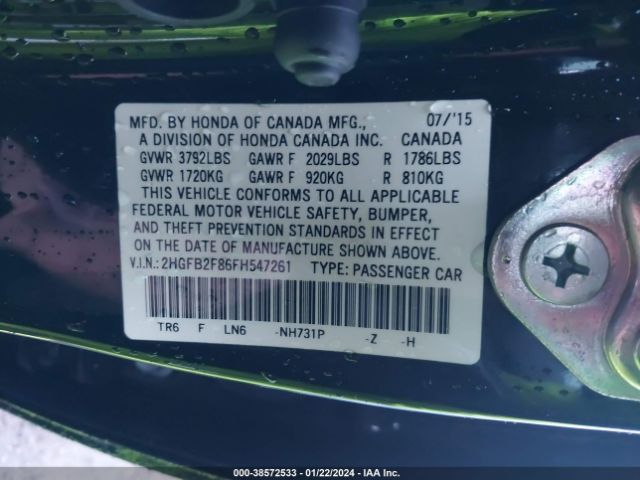 2HGFB2F86FH547261 Honda CIVIC EX