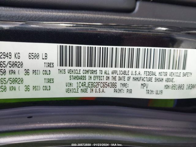 1C4RJEBG2FC654386 Jeep Grand Cherokee Limited