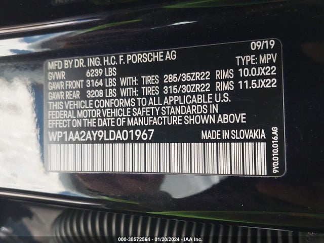 2020 PORSCHE CAYENNE WP1AA2AY9LDA01967 Photo 8