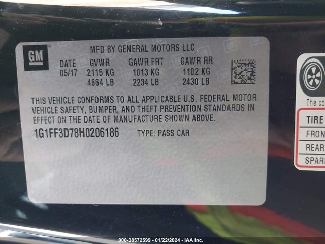 Chevrolet Camaro 1ss 2017 1G1FF3D78H0206186 Image 9
