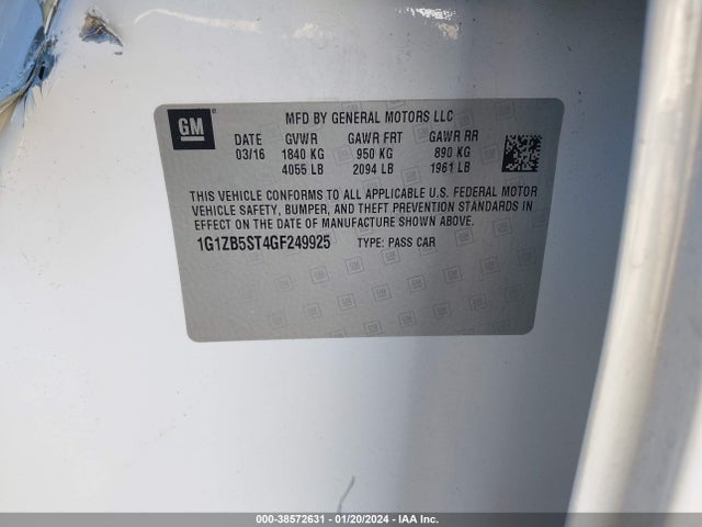 Chevrolet MALIBU LS 2016 1G1ZB5ST4GF249925 Image 9