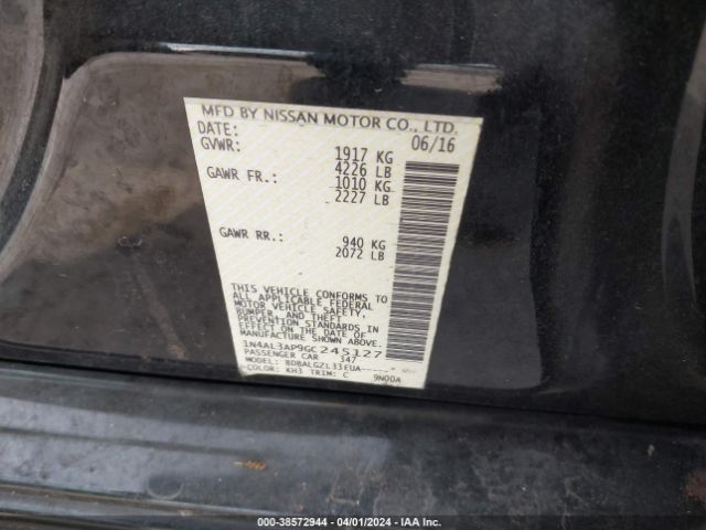 1N4AL3AP9GC245127 Nissan Altima 2.5/2.5 S/2.5 Sl/2.5 Sr/2.5 Sv