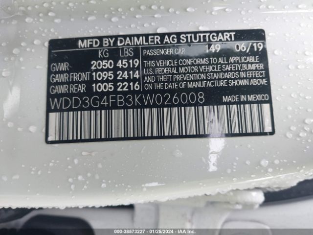 WDD3G4FB3KW026008 Mercedes-Benz A 220 4matic