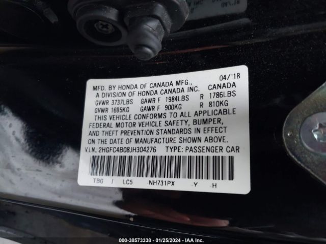 2HGFC4B08JH304276 Honda Civic Lx-p