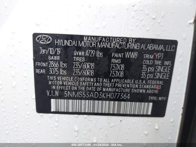 Hyundai Santa Fe Ultimate 2019 5NMS53AD3KH077364 Image 9