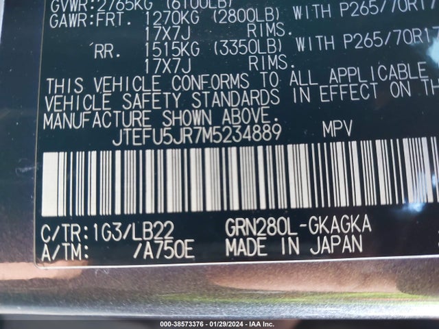 Toyota 4runner Sr5 Premium 2021 JTEFU5JR7M5234889 Image 9