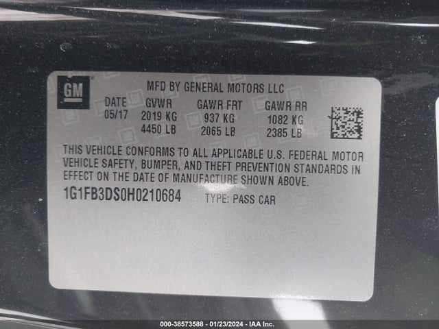 Chevrolet Camaro 1lt 2017 1G1FB3DS0H0210684 Image 9