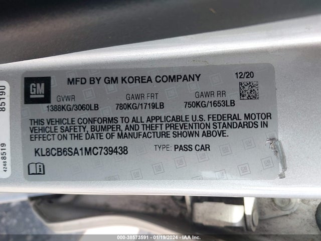 Chevrolet Spark Fwd Ls Automatic 2021 KL8CB6SA1MC739438 Image 9