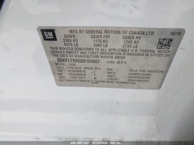 2GKFLTEK6G6154067 GMC Terrain Sle-2
